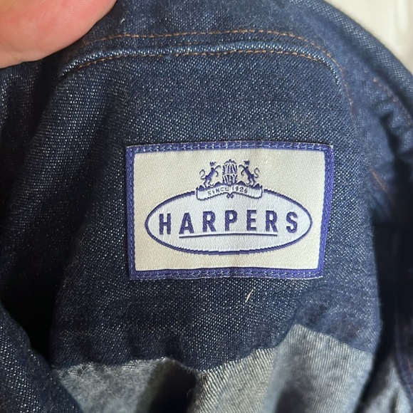 Harper Dark Denim Penn State Nittany Lion Embroidered Button Down Shirt - L Slim - Picture 8 of 11